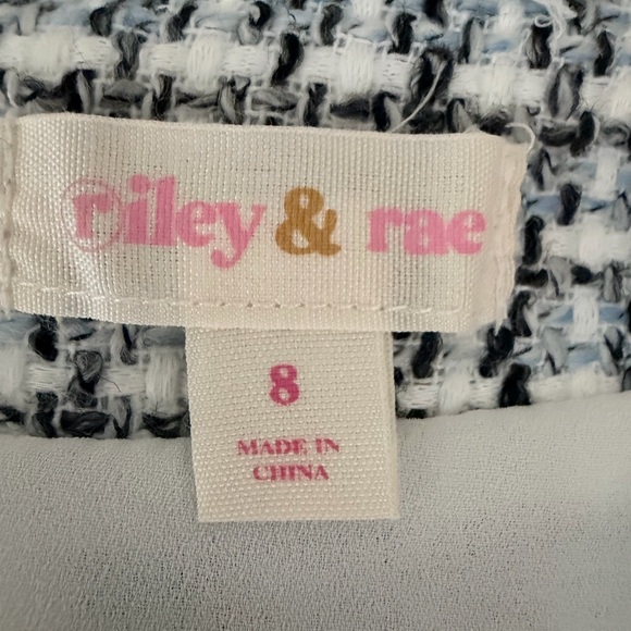 Riley & Rae Black, White and Blue Tweed Mini Skirt with Fringe - Picture 5 of 6